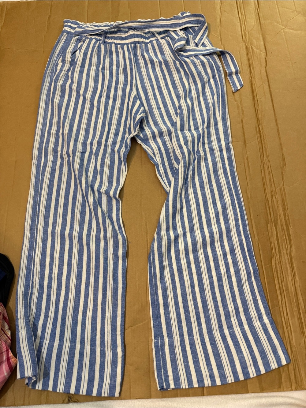 Jolt Blue and White Striped Wide-Leg Kids Pants